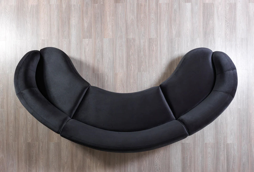 Bonita Charcoal Velvet 3-Piece Curved Sectional