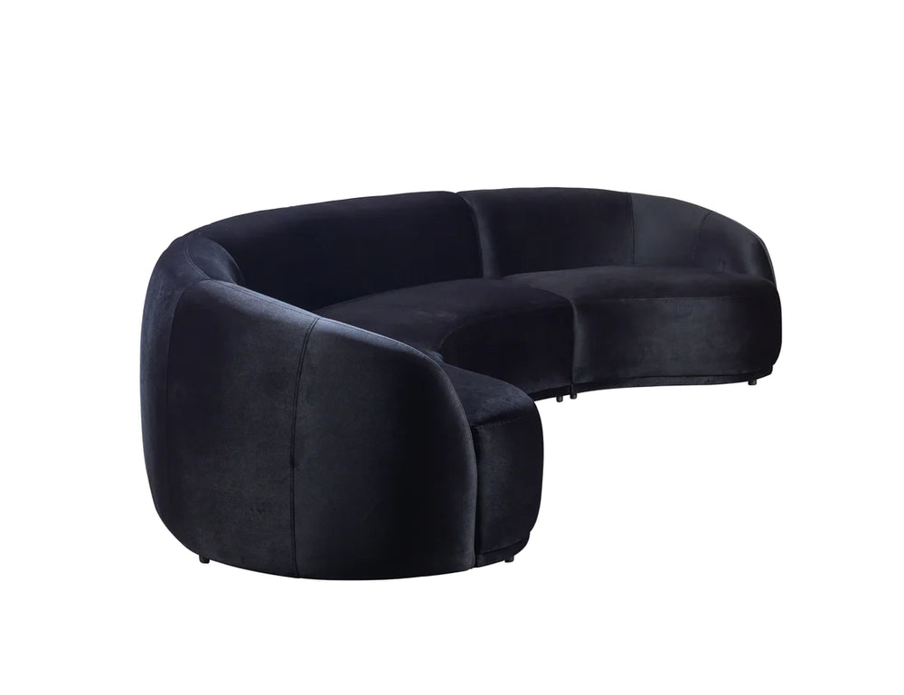 Bonita Charcoal Velvet 3-Piece Curved Sectional