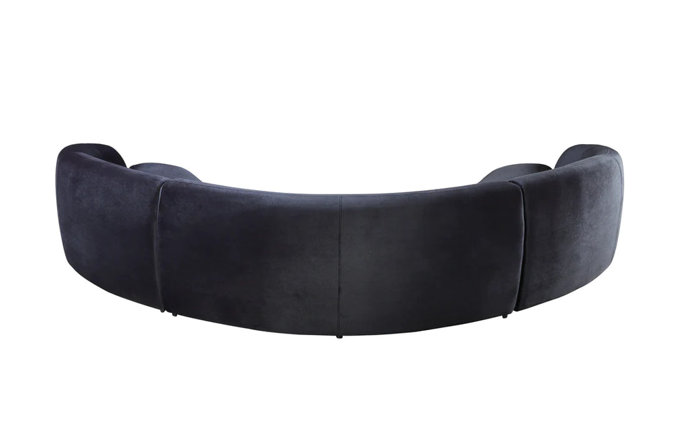 Bonita Charcoal Velvet 3-Piece Curved Sectional