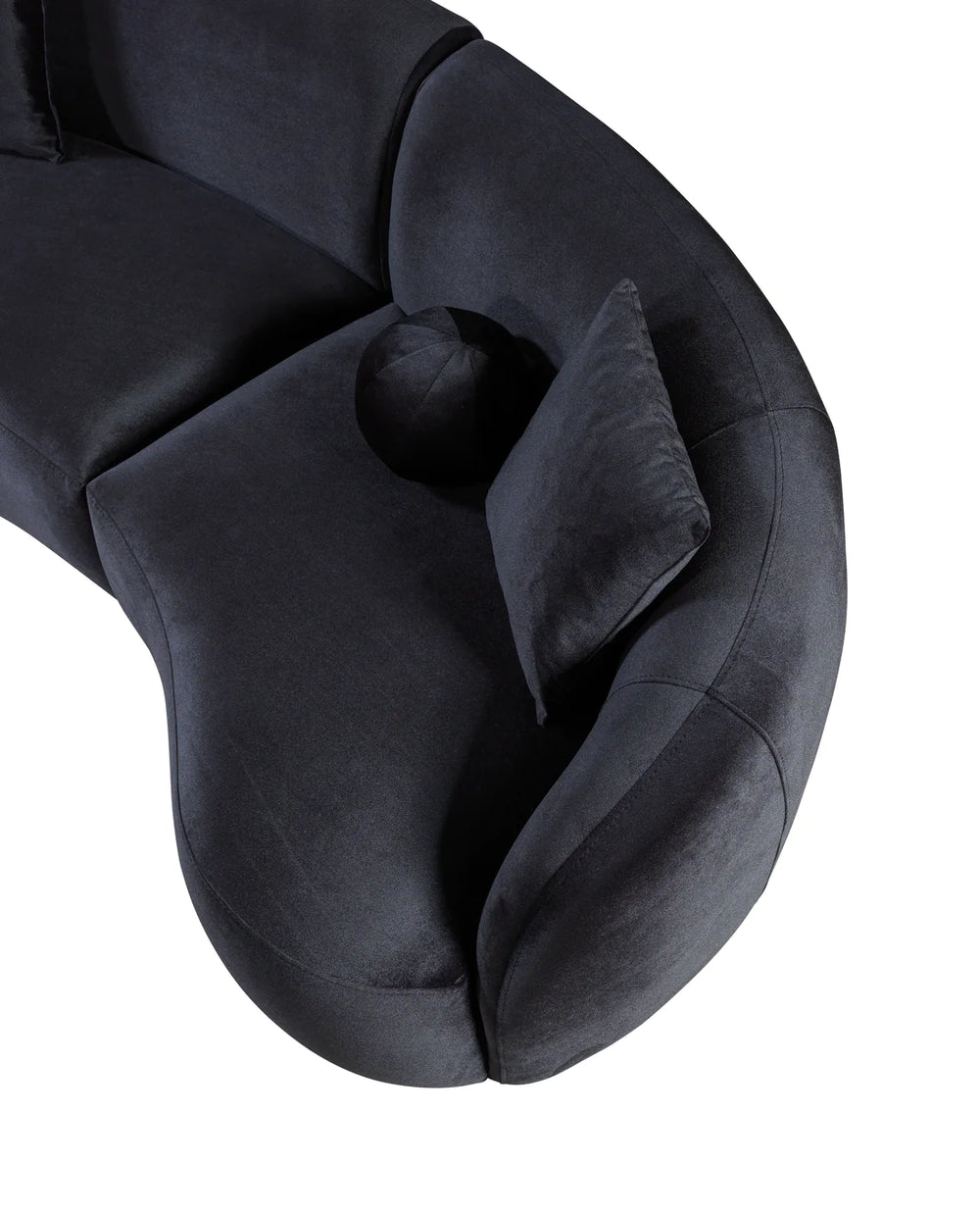 Bonita Charcoal Velvet 3-Piece Curved Sectional