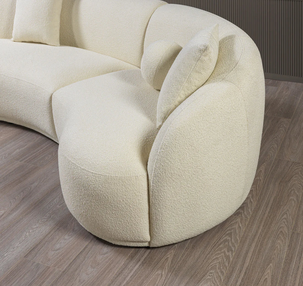 Bonita Ivory Boucle 3-Piece Curved Sectional