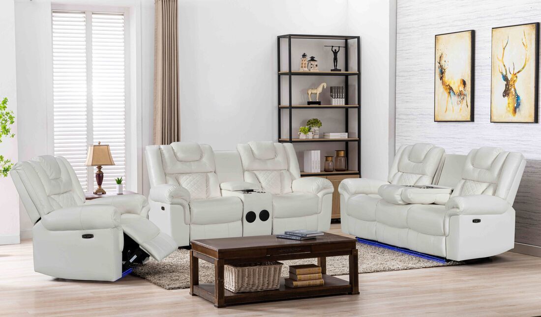Alexa White 3-PC Recliner Set