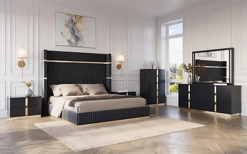 Evon Bedroom Set in Black & White