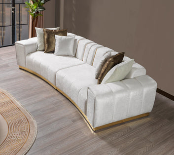 Michelle Ivory Velvet Curved Sectional