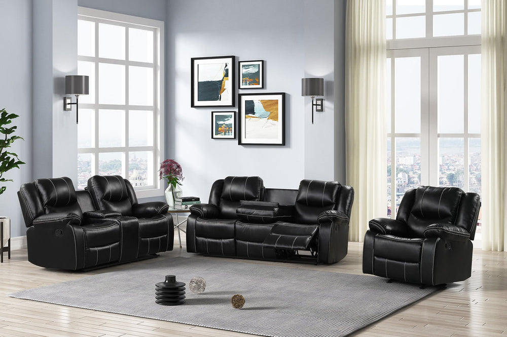 Carter 3-PC Reclining Sofa Set | Leather Gel with Drop-Down Table