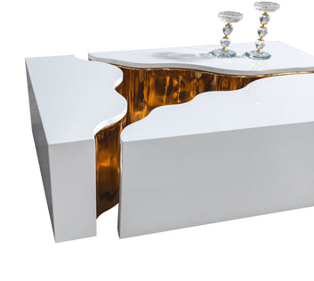 Dream Wood White Gold 3-Piece Coffee Table
