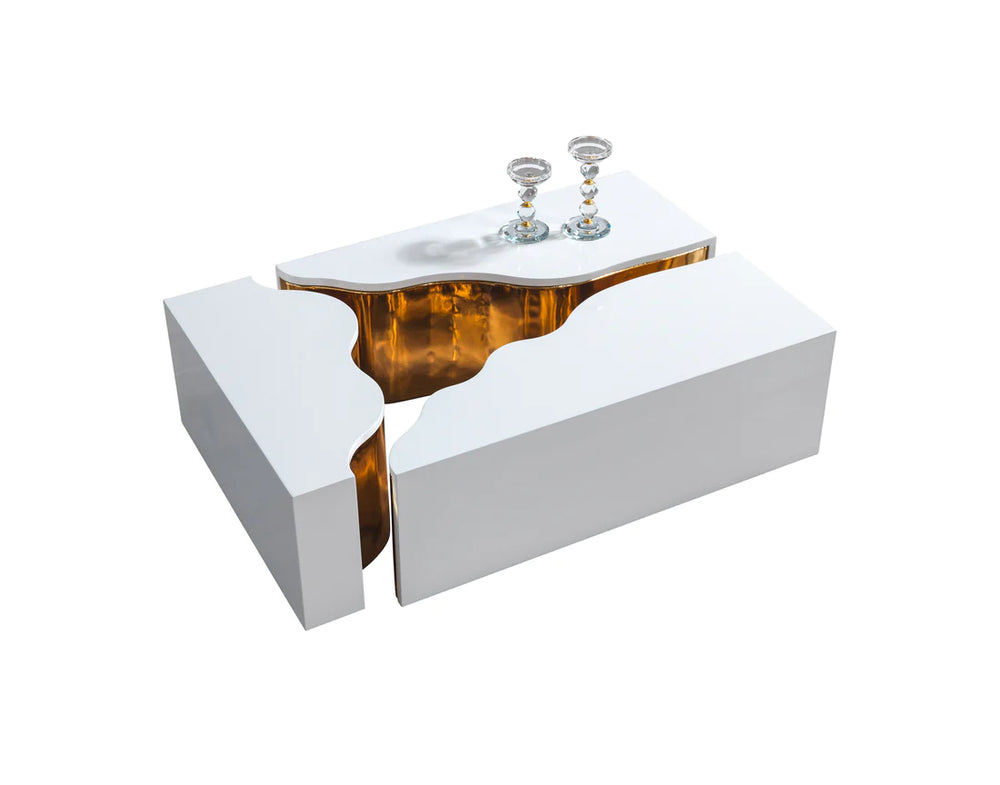Dream Wood White Gold 3-Piece Coffee Table