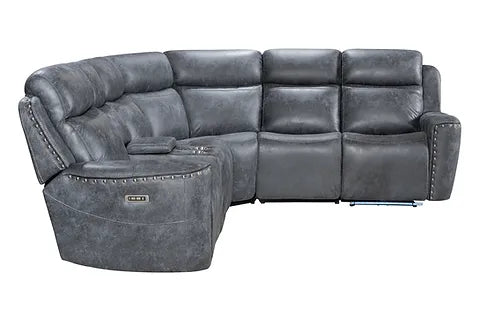 Romi Grey Power Reclining Sectional w/Bluetooth