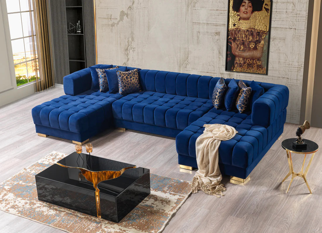 Ariana Velvet Blue Double Chaise Sectional