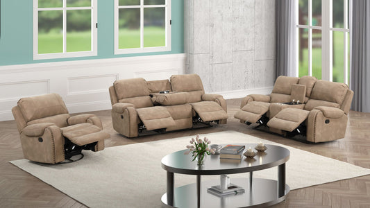 Titan Latte OVERSIZED 3pc Reclining Set