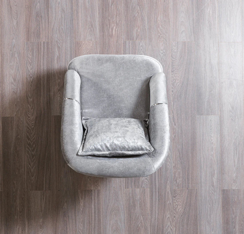 Santana Silver Velvet Accent Chair | Modern Living Room Chair