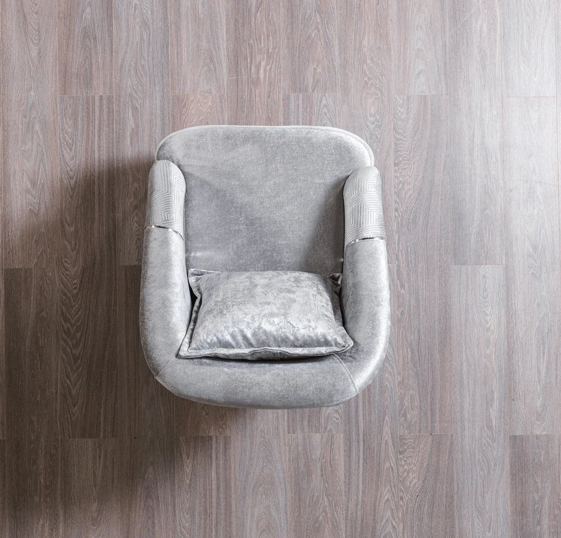 Santana Silver Velvet Accent Chair | Modern Living Room Chair