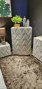 Vera Grey High Gloss Platform Bedroom Set with LED Headboard