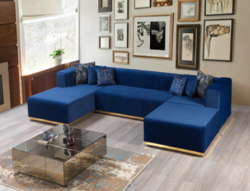 Juliana Blue Velvet Double Chaise Sectional