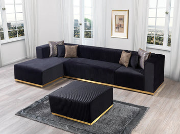 Juliana Black Velvet 4-Piece Sectional