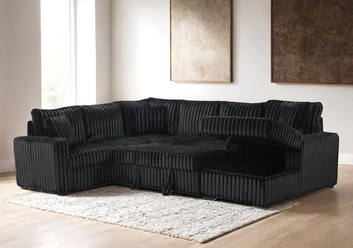 Sonic Black Sectional With Pull-Out Bed