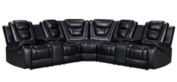 Jordan Black Leather Sectional Recliner Set