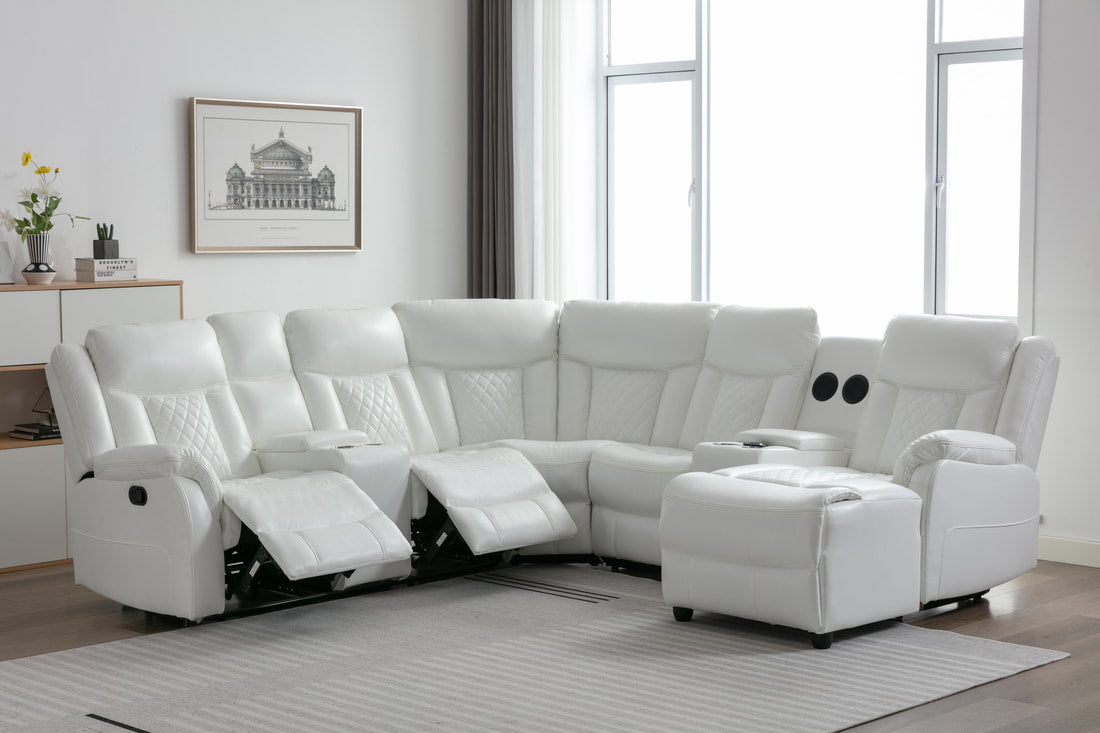 Champion White Reclining Sectional