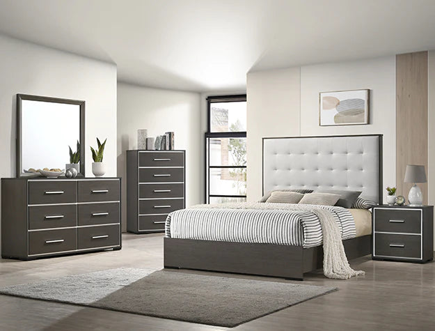 Sharpe Dark Finish Bedroom Suite | Tufted Headboard | Twin to King