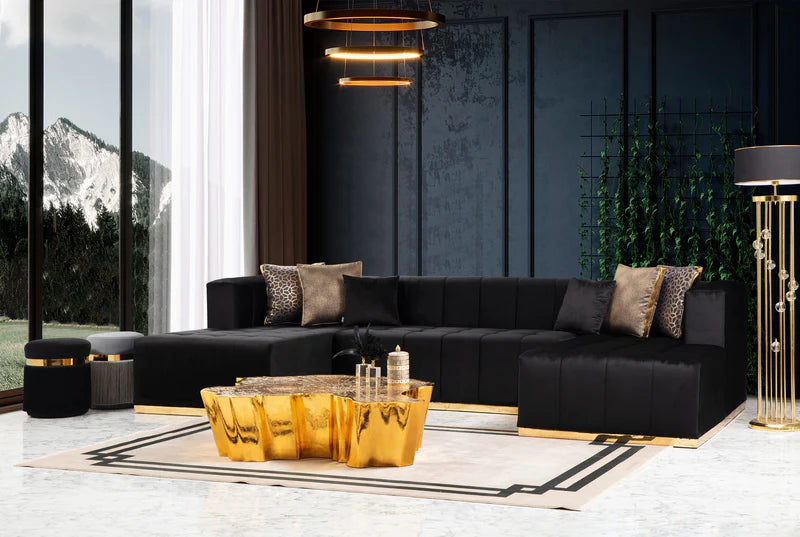 Elisha Velvet Double Chaise Sectional | Luxury Modular Sofa