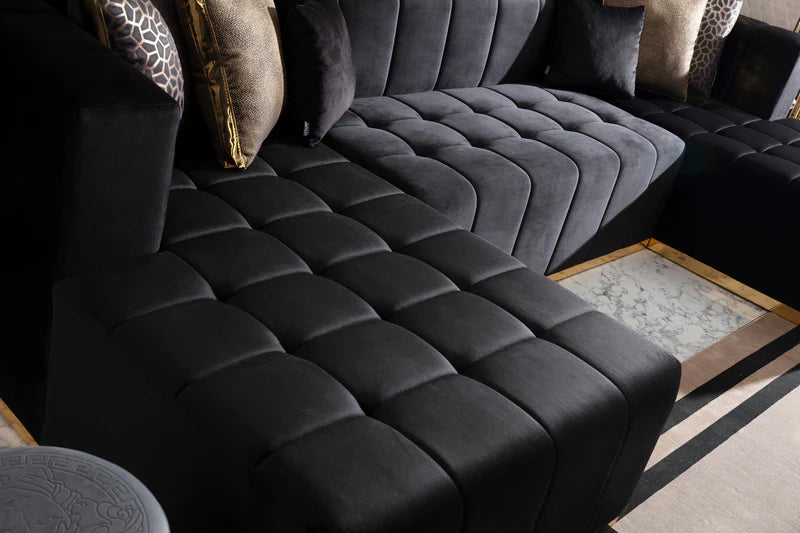 Elisha Velvet Double Chaise Sectional | Luxury Modular Sofa