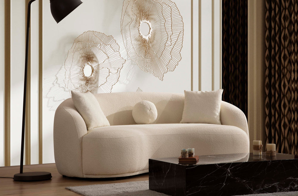 Bonita Ivory Boucle Loveseat 81"