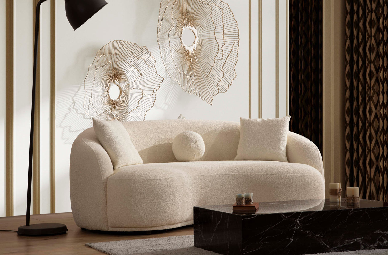 Bonita Ivory Boucle Loveseat 81"