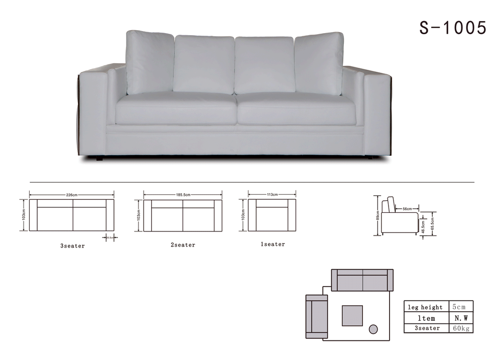 Snow White 3-PC Sofa Living Room Set