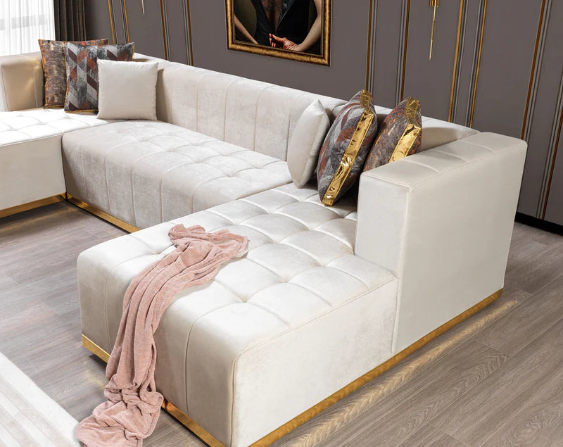 Elisha Velvet Double Chaise Sectional | Luxury Modular Sofa