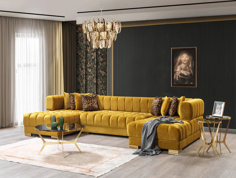 Ariana Velvet Double Chaise Sectional | Luxury Modular Sofa
