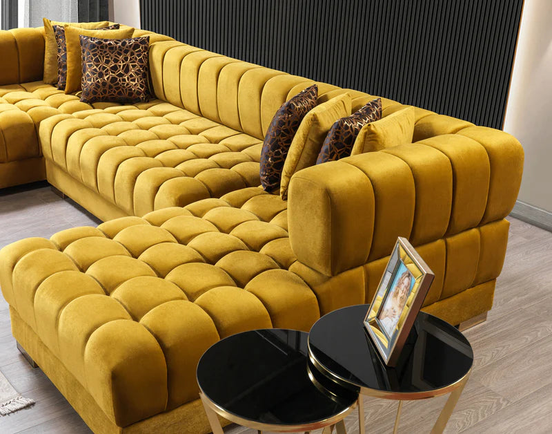 Ariana Velvet Double Chaise Sectional | Luxury Modular Sofa