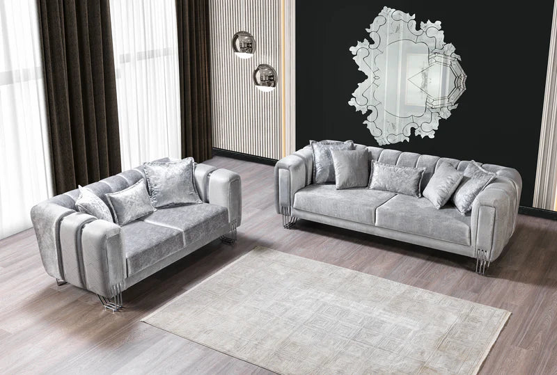 Santana Velvet Sofa & Loveseat Set | Luxury 2-Piece Living Room Set