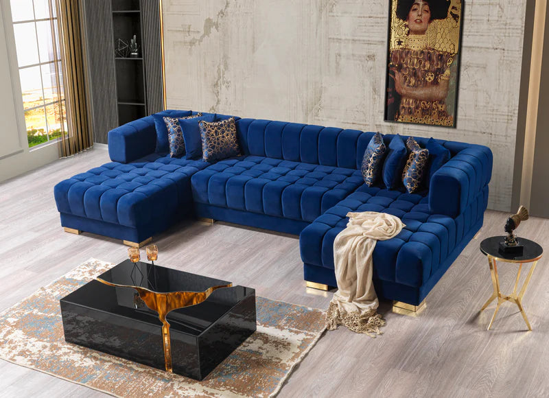 Ariana Velvet Double Chaise Sectional | Luxury Modular Sofa