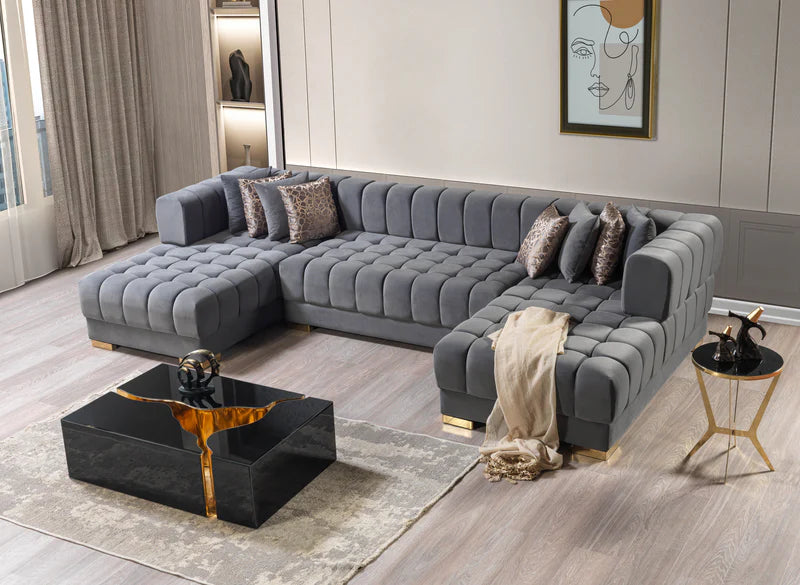 Ariana Velvet Double Chaise Sectional | Luxury Modular Sofa