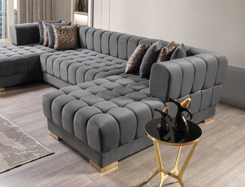 Ariana Velvet Double Chaise Sectional | Luxury Modular Sofa