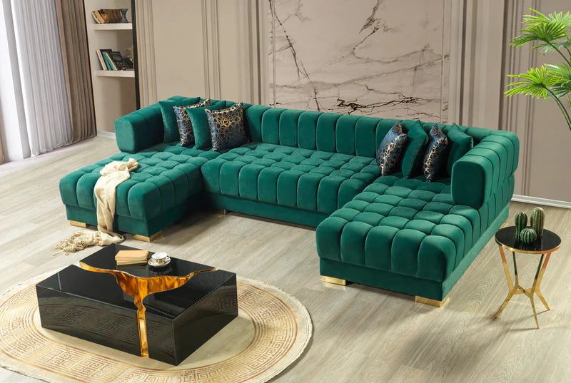 Ariana Velvet Double Chaise Sectional | Luxury Modular Sofa