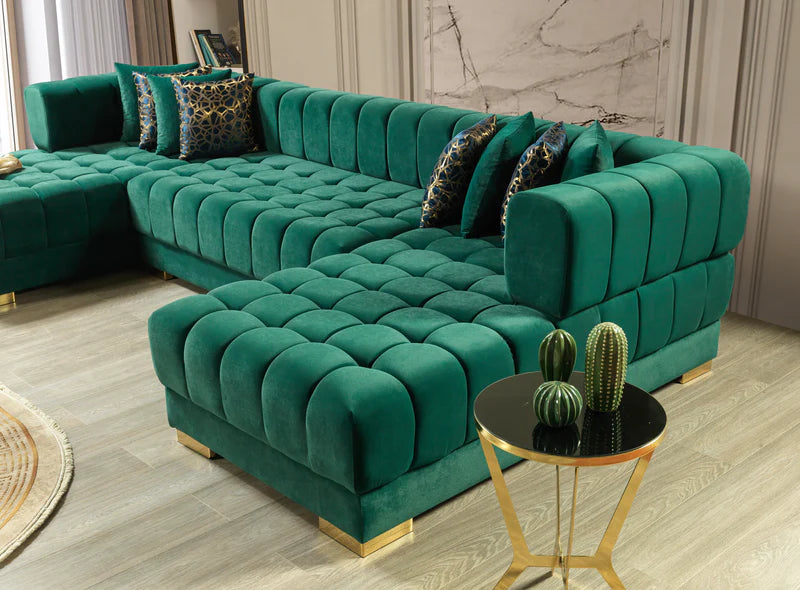 Ariana Velvet Double Chaise Sectional | Luxury Modular Sofa