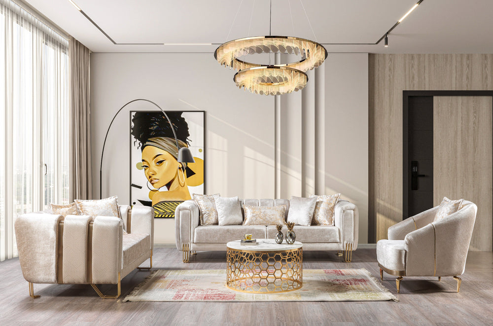 Santana Ivory Velvet Accent Chair | Modern Living Room Chair