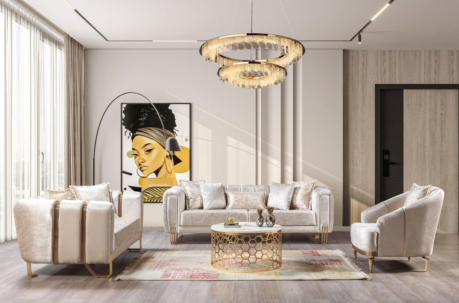 Santana Ivory Velvet Accent Chair | Modern Living Room Chair