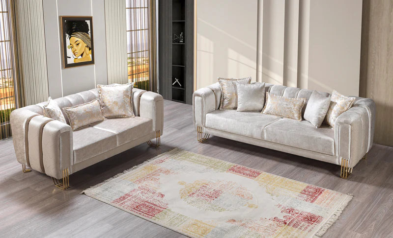 Santana Velvet Sofa & Loveseat Set | Luxury 2-Piece Living Room Set