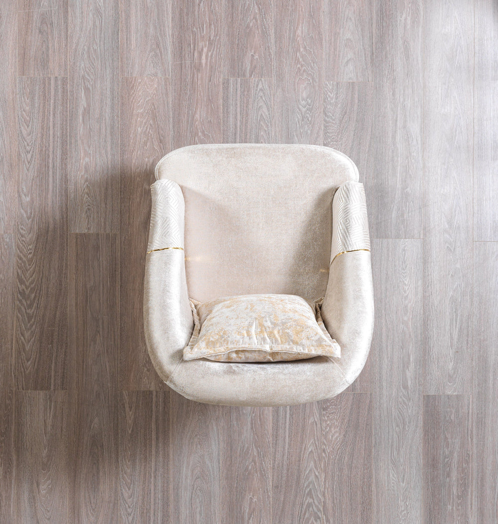 Santana Ivory Velvet Accent Chair | Modern Living Room Chair
