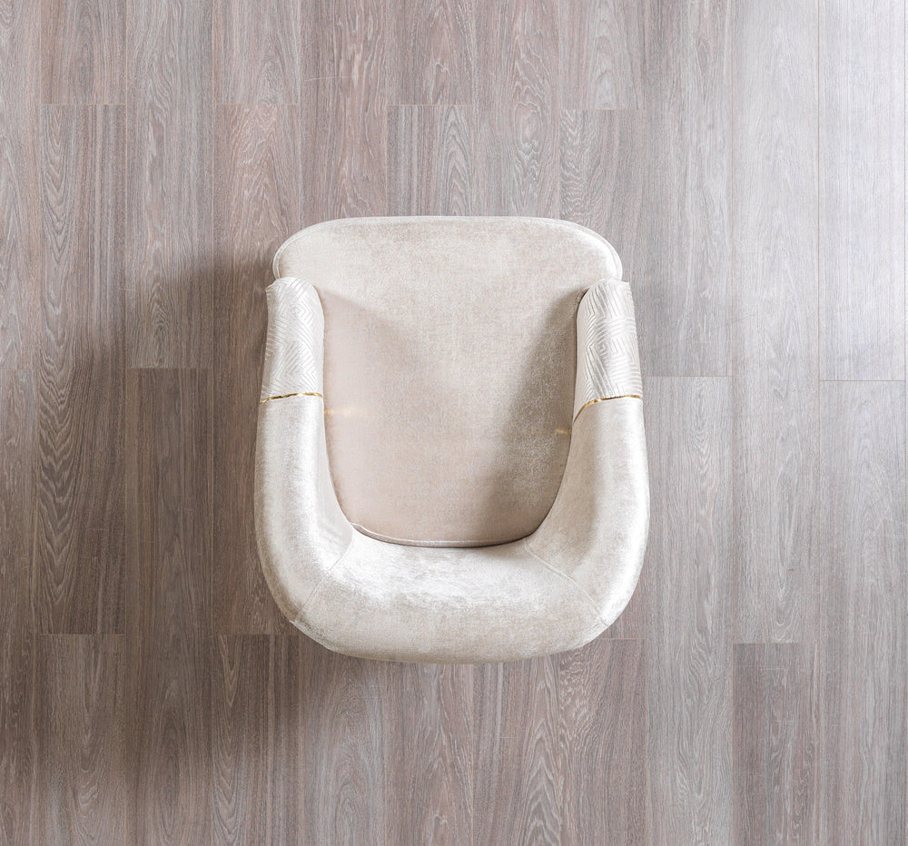 Santana Ivory Velvet Accent Chair | Modern Living Room Chair