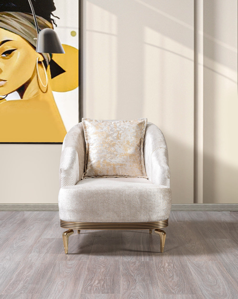 Santana Ivory Velvet Accent Chair | Modern Living Room Chair