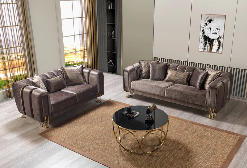 Santana Velvet Sofa & Loveseat Set | Luxury 2-Piece Living Room Set