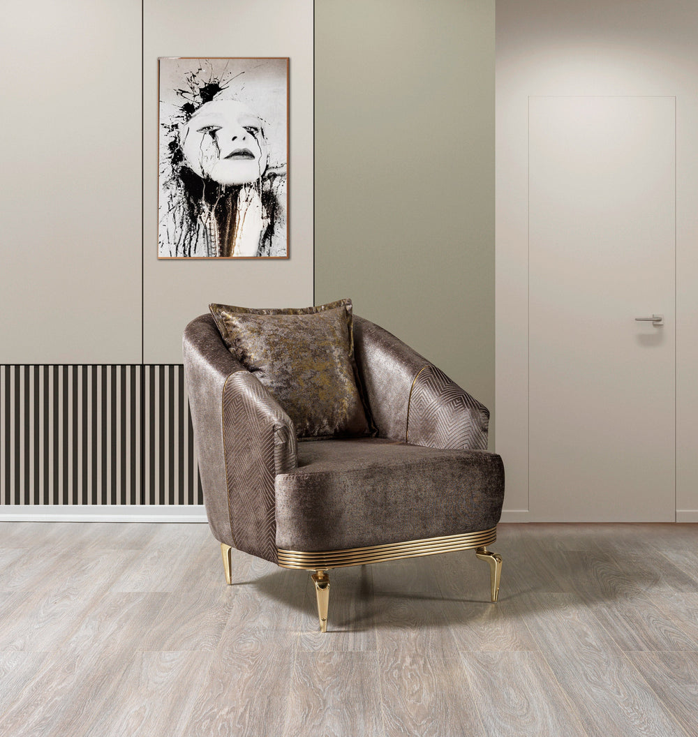 Santana Coffee Velvet Accent Chair | Modern Living Room Chair