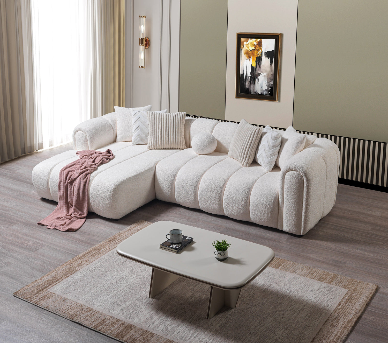 Lis Ivory Boucle 115" Sectional – LAF or RAF Chaise | Nova Furniture