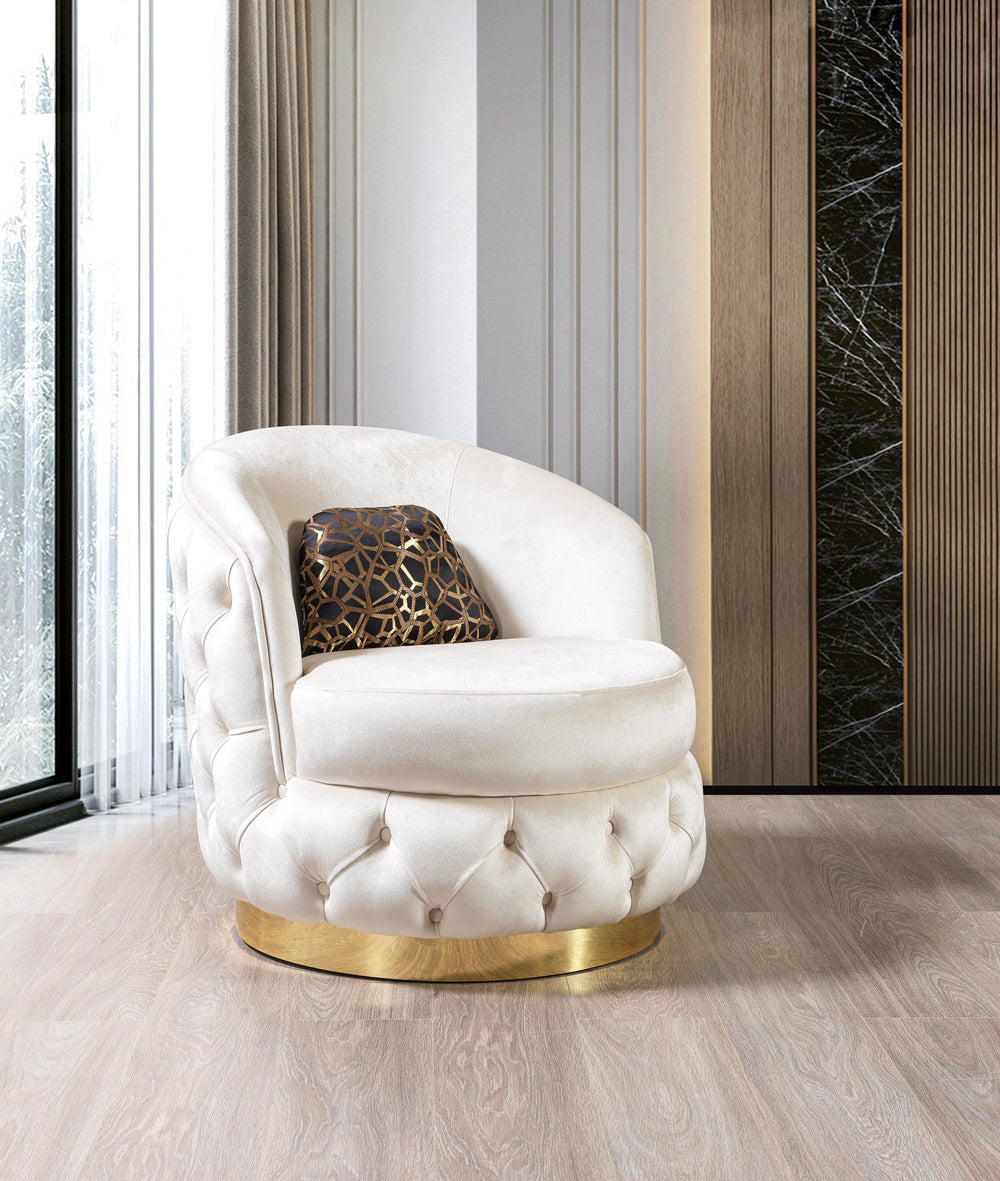 Lupino Velvet Accent Chair – Grey, Ivory & Black