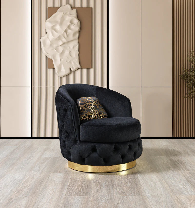 Lupino Velvet Accent Chair – Grey, Ivory & Black