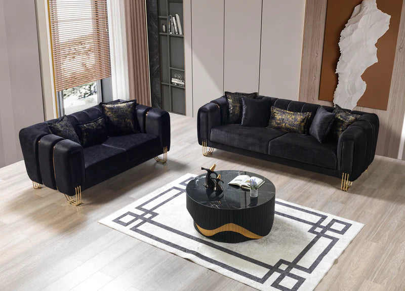 Santana Velvet Sofa & Loveseat Set | Luxury 2-Piece Living Room Set