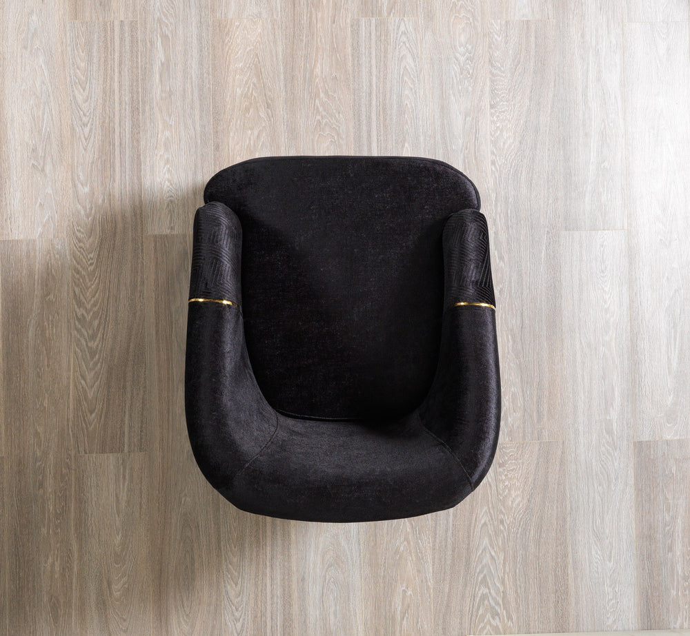 Santana Black Velvet Accent Chair | Modern Living Room Chair